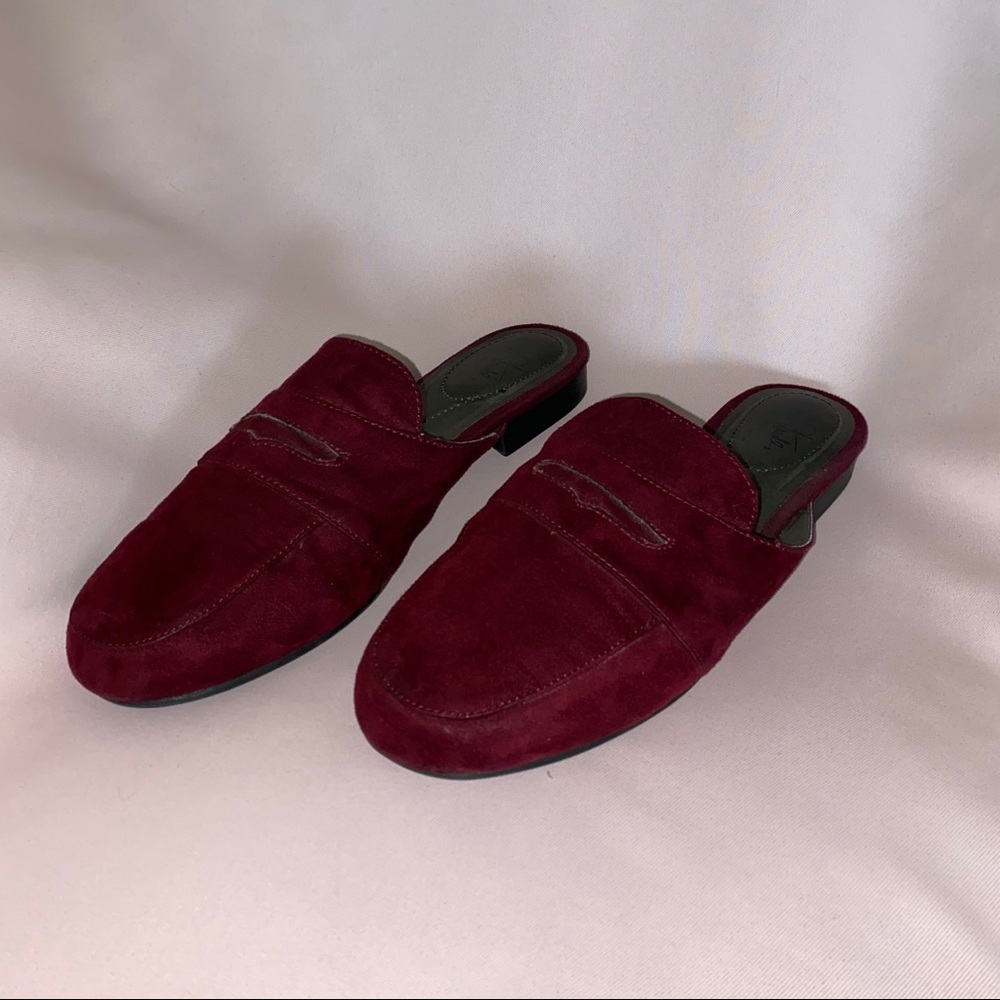 Maroon Slip On Mules, 7.5